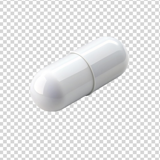 white capsule pill isolated on transparent background