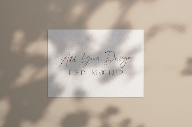 White card mockup shadow overlay under tree