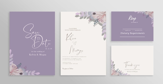 White cards with rose flowers. wedding cards with floral decorative engraved  psd