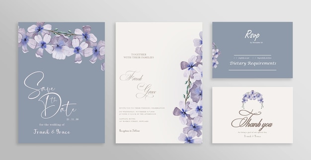 White cards with rose flowers. Wedding cards with floral decorative engraved  psd
