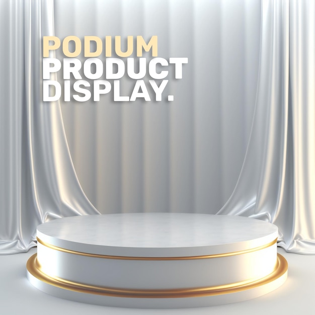 PSD white carpet podium stage display mockup product presentation scene for product display 3d rendering