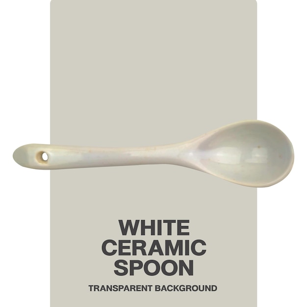 PSD white ceramic spoon