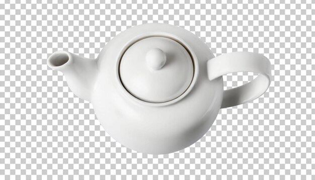PSD white ceramic teapot isolated on transparent background top view
