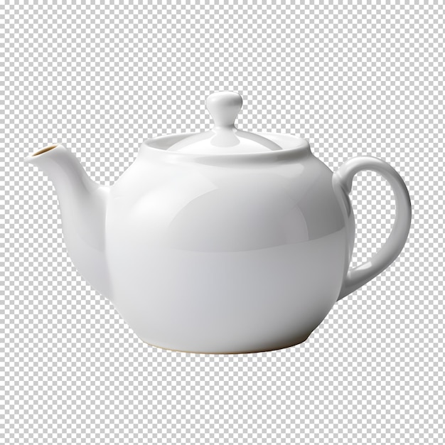 PSD white ceramic teapot on isolated transparent background