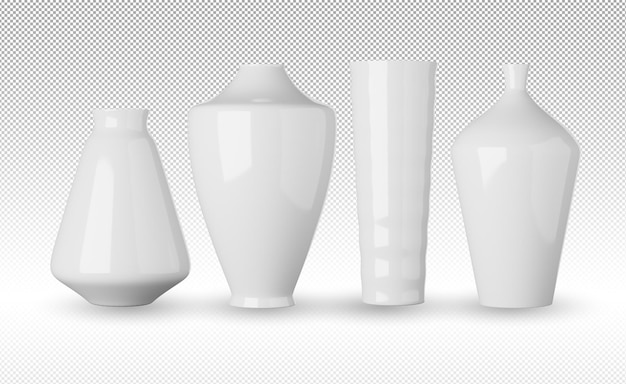 PSD vaso in ceramica bianca isolato su sfondo alfa rendering 3d