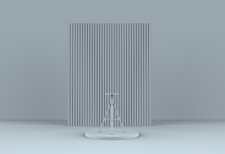 PSD a white chair with a white background with a vertical lines on it