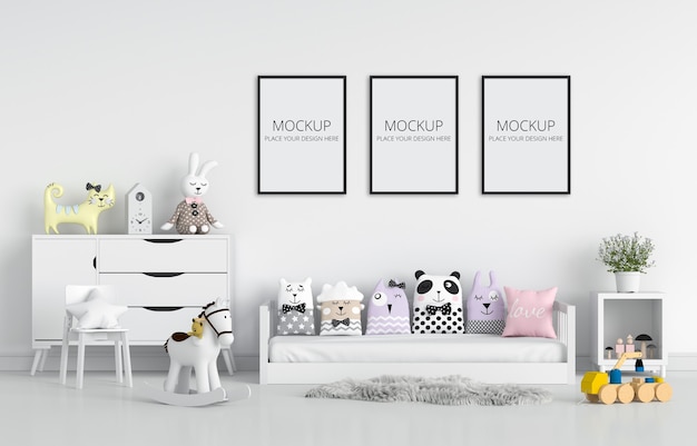 Cameretta per bambini bianca per mockup