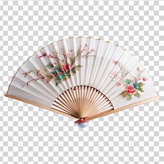 PSD white chinese folding fan isolated on transparent background