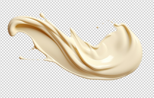 PSD white chocolate wave splash cutout on transparent ai