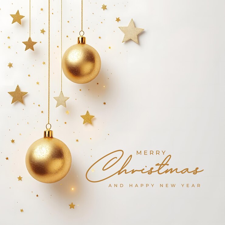 PSD a white christmas background template or greeting card with decorated elements