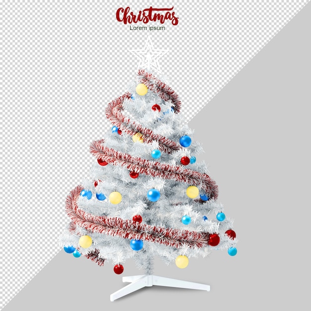 Albero di natale bianco in 3d reso isolato