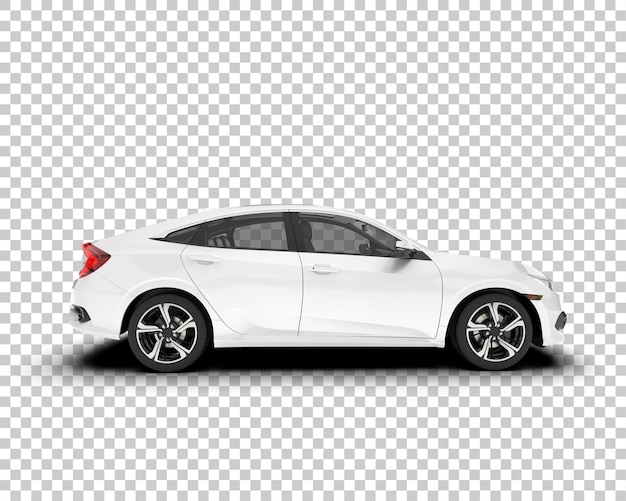 white city car on transparent background 3d rendering illustration