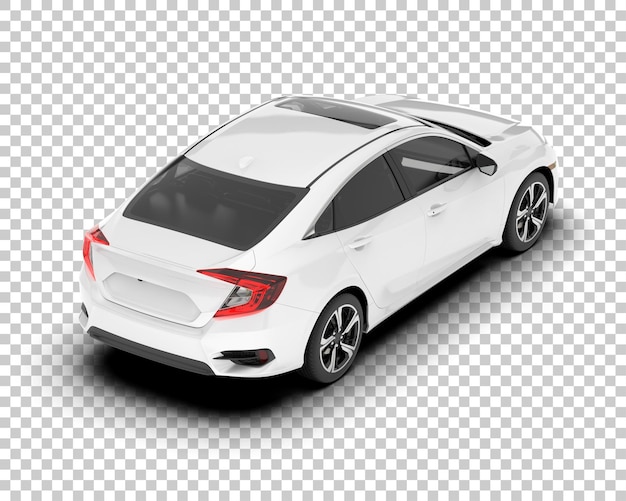 White city car on transparent background 3d rendering illustration