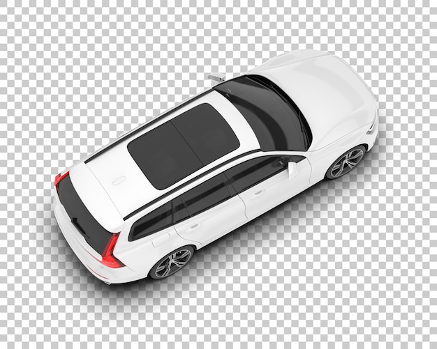 White city car on transparent background 3d rendering illustration