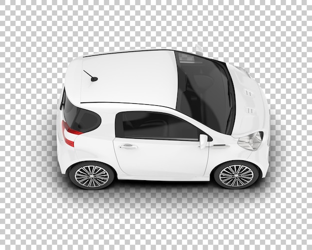 White city car on transparent background 3d rendering illustration