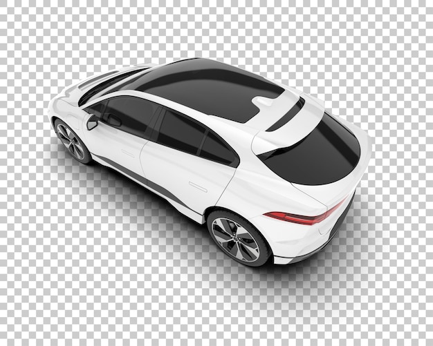 White city car on transparent background 3d rendering illustration