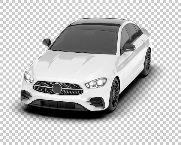 White city car on transparent background 3d rendering illustration