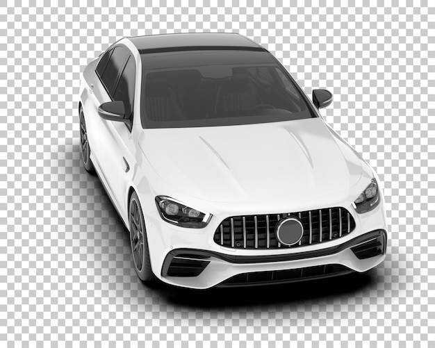 White city car on transparent background 3d rendering illustration