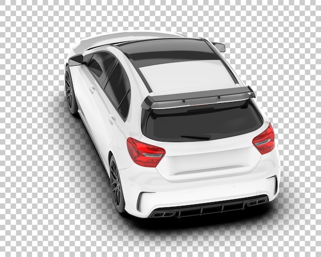 White city car on transparent background 3d rendering illustration