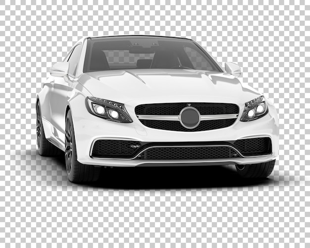 White city car on transparent background 3d rendering illustration