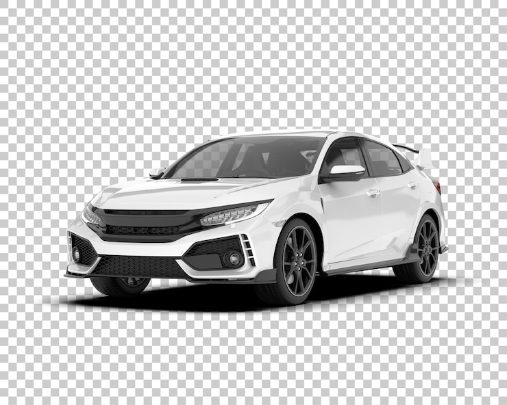 PSD white city car on transparent background 3d rendering illustration