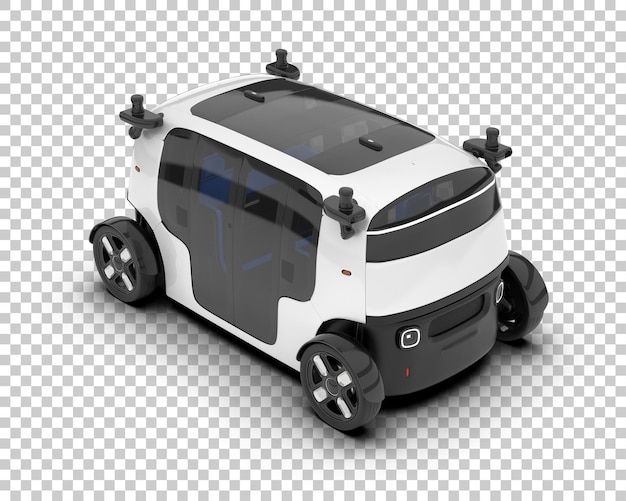 透明な背景の白い街の車 3Dレンダリングイラスト