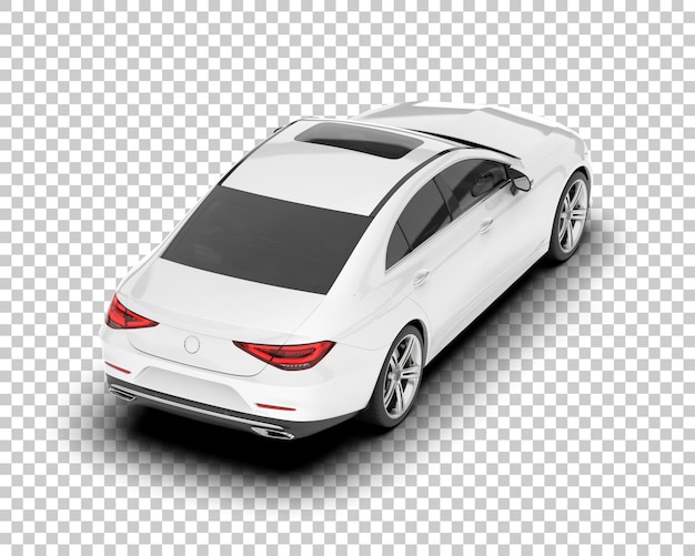 White city car on transparent background 3d rendering illustration