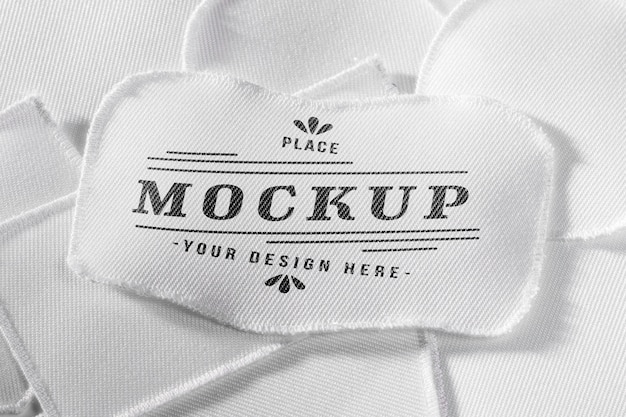 PSD white clothing patch textile mock-up
