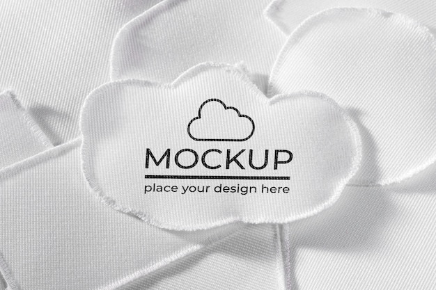 PSD white clothing patch textile mock-up