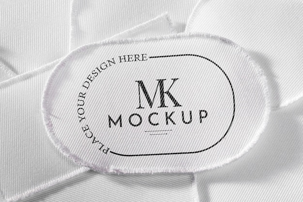 PSD white clothing patch textile mock-up