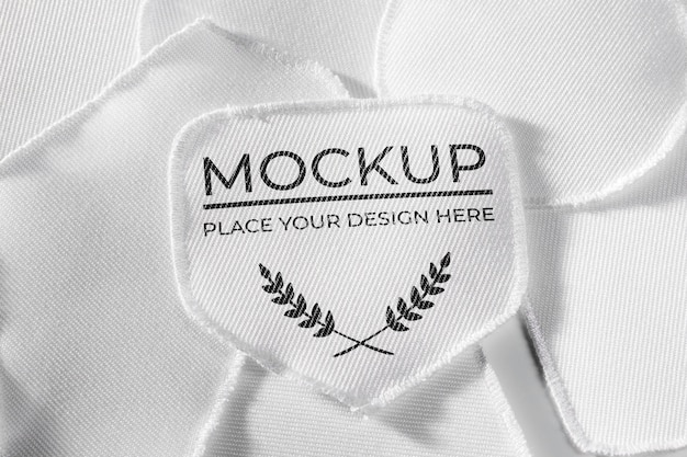 PSD white clothing patch textile mock-up