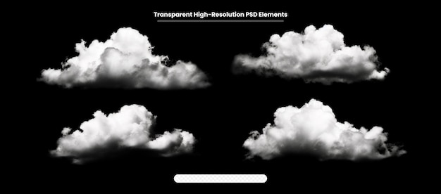 PSD white cloud isolated on a black background realistic cloud