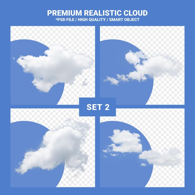 PSD white cloud realistic set rendering