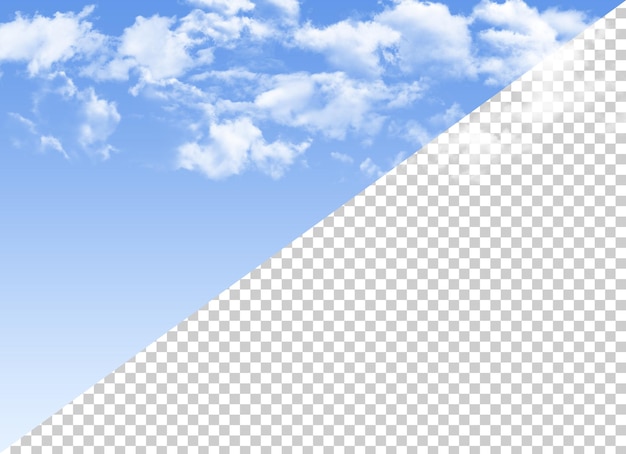 PSD white clouds set in the blue sky on sunny day isolated