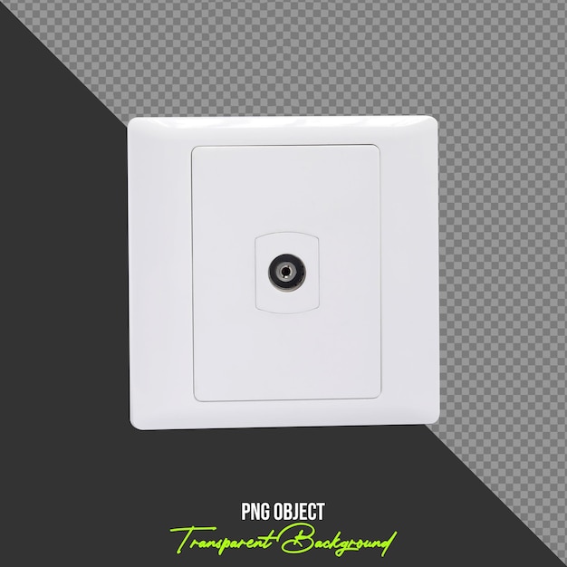 White coaxial outlet TV Cable Connection Isolated On Transparent Background