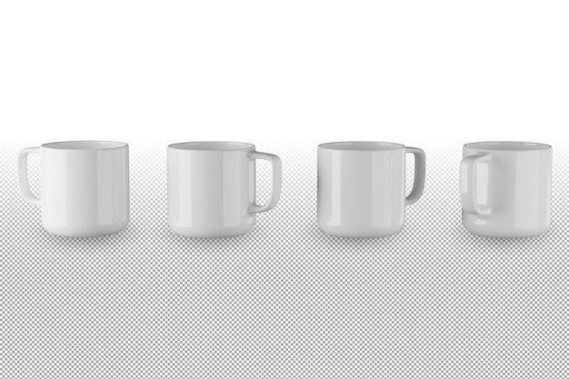 Tazza di caffè bianca per mock up isolata su sfondo alfa 3d renderx9