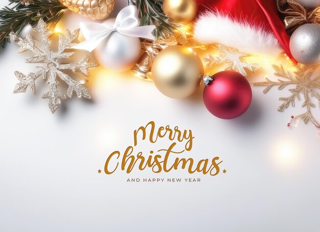 White color christmas background with christmas accessories