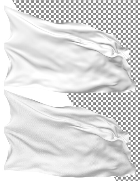 PSD white color flag wave isolated plain bump texture transparent background 3d rendering