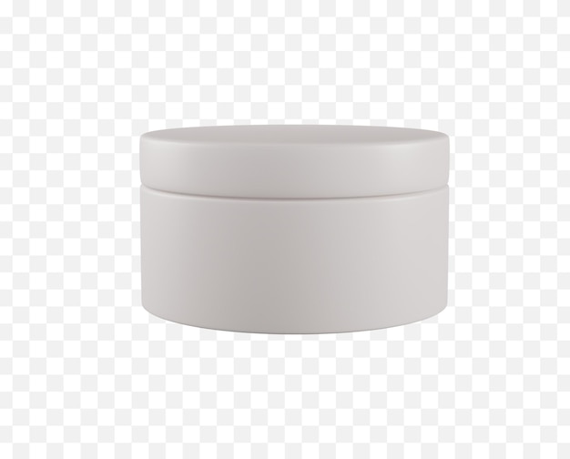 A white container of cream with a white label on the top.