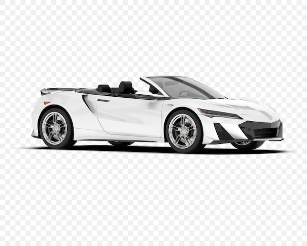 透明な背景の白いカバーレットスポーツカー