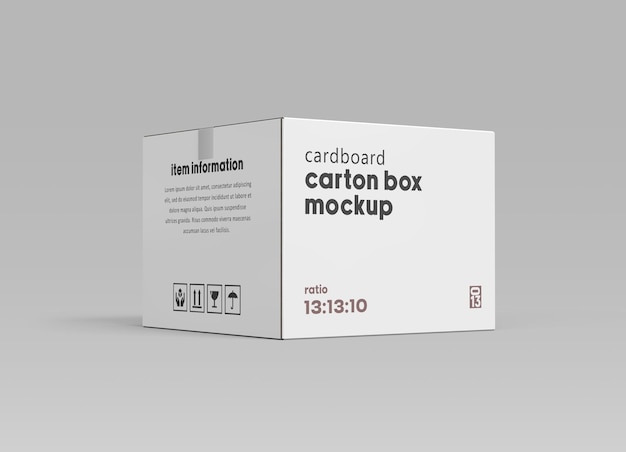 Макет коробки из белого гофрированного картона 3d визуализация для транспортировки или доставки продукта
