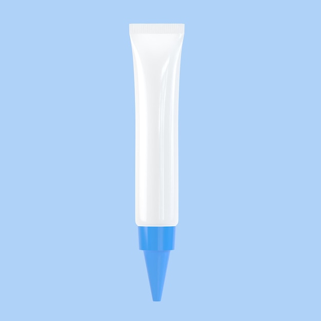 PSD white cosmetics tube with blue lid