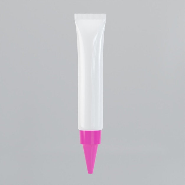 Tubo per cosmetici bianco con coperchio rosa acceso