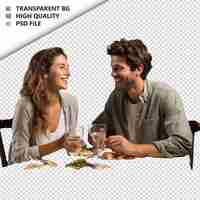 PSD white couple dining ultra realistic style white backgroun