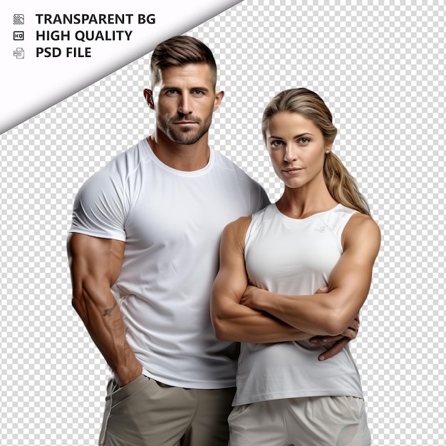 PSD white couple training ultra realistic style white backgro