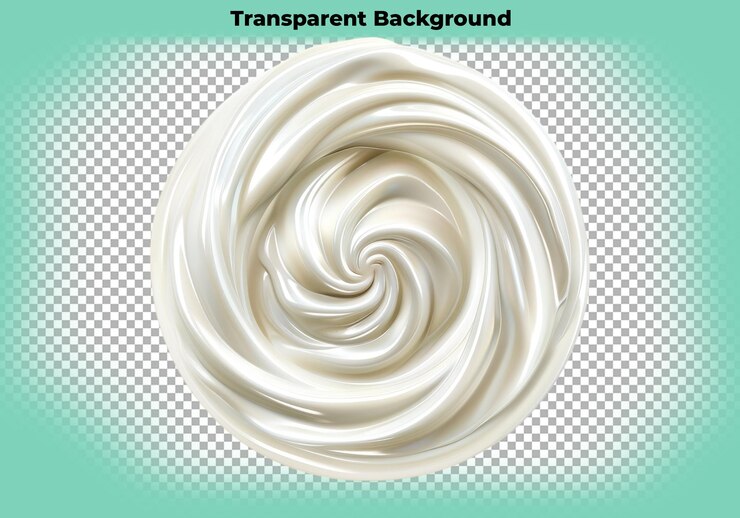 PSD white cream swirl isolated on transparent background
