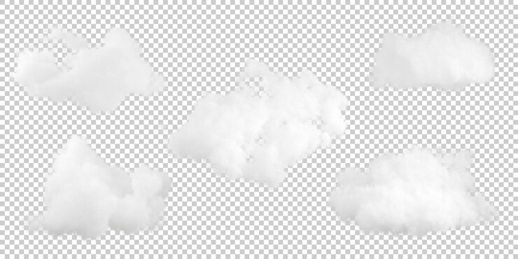 白い積雲雲ふわふわ形状スペシャル効果 3 d レンダリング カットアウト背景