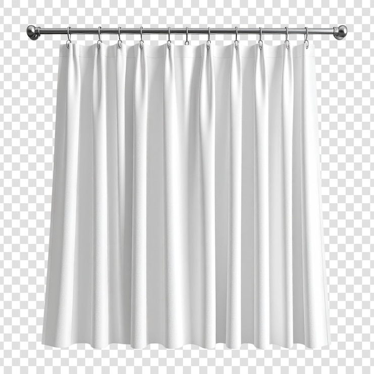 PSD white curtain hanging from metal rod