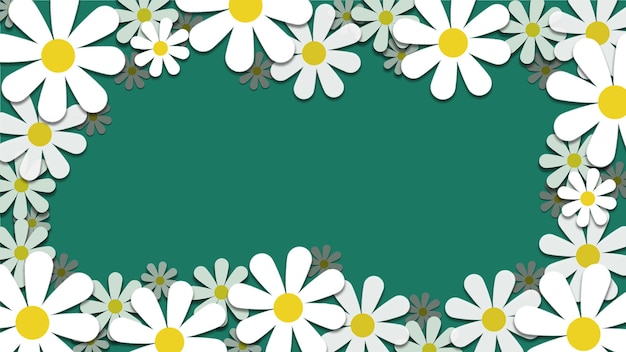 white daisies on a green background with a green background