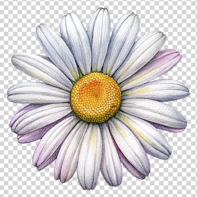 White daisy art on transparent background